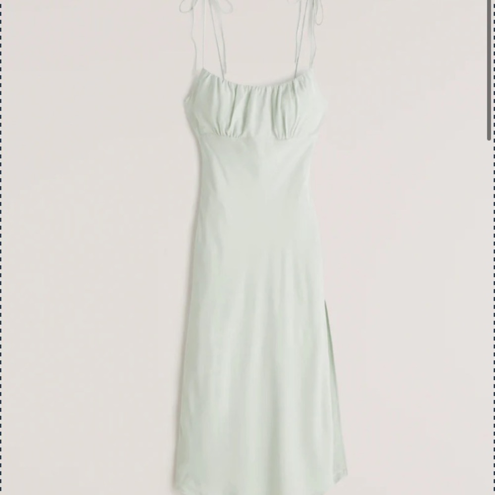 Abercrombie Faux Silk Tie-Strap Midi Dress